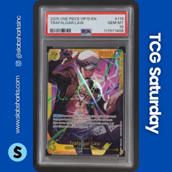 2022 ONE PIECE ROYAL BLOOD #OP10-119 TRAFALGAR LAW SECRET RARE PSA 10 - Image 1