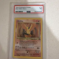 1999 Pokemon Fossil Moltres Holo PSA 7 #12 – Vintage WOTC Rare Card NM - Image 1