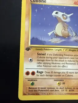 1999 Pokemon TCG Cubone Jungle Card 50/64 Regular Common 1st Edition MP - Image 5