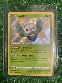 Rowlet - SV001/SV122 - Pokemon Shining Fates Sword Shield Shiny Rare Card NM - Image 1