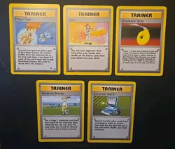 Pokemon Base Set Rare Trainer Lot Computer Search Item Finder Lass Breeder NM x5 - Image 1
