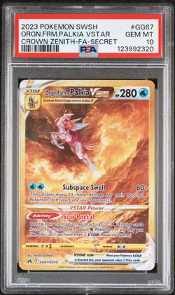 2023 Pokemon Crown Zenith Origin Forme Palkia Vstar Secret PSA 10 - Image 1