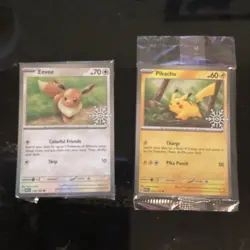 Pokemon Holiday Calendar Pikachu 025/165 & Eevee 133/165 Snowflake Promo ✅ - Image 1