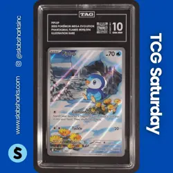 2025 POKEMON PHANTASMAL FLAMES #098/094 PIPLUP ILLUSTRATION RARE TAG 10 - Image 1