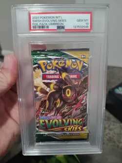 2021 Pokemon Evolving Skies Umbreon Booster Pack PSA 10 - Image 1
