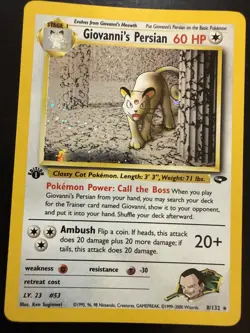 Pokemon TCG Giovanni's Persian 8/132 Gym Holo Rare Unlimited 1st Edition - Image 1