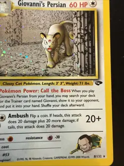 Pokemon TCG Giovanni's Persian 8/132 Gym Holo Rare Unlimited 1st Edition - Image 4