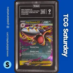 2025 POKEMON PHANTASMAL FLAMES #061/094 MEGA SHARPEDO EX DOUBLE RARE TAG 9 - Image 1