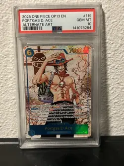 ONE PIECE OP13-119 Portgas D. Ace Alt Art SEC PSA 10 English - Image 1
