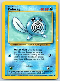 Poliwag - Base Set 59/102 Vintage WotC Pokemon 151 Card LP - Image 1