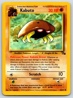 Kabuto - Fossil 50/62 Unlimited Vintage Pokemon 151 Card MP - Image 1