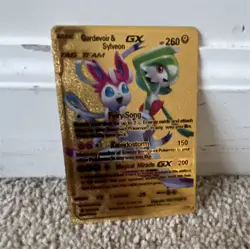 Pokemon TCG Gardevoir & Sylveon GX TAG TEAM Gold Fairy Type 260HP 150/200 Card - Image 1