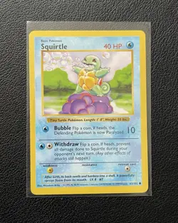 Squirtle 63/102 - Pokemon Base Set Shadowless Card WOTC NM 1999 - Image 1