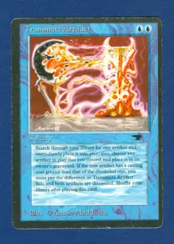 TRANSMUTE ARTIFACT uncommon 1994 ANTIQUITIES Magic the Gathering Miscut - Image 1