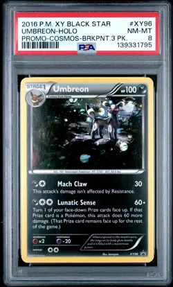 2016 Pokemon Xy Black Star Promo Umbreon Holo Cosmos Brkpnt. 3 PK. PSA 8 #XY96 - Image 1