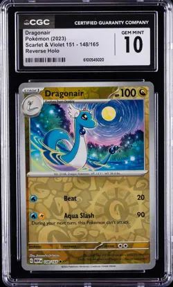 2023 POKEMON SCARLET & VIOLET 151 REVERSE HOLO #148 DRAGONAIR CGC 10 GEM MINT - Image 1