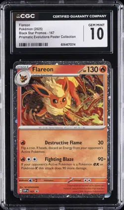 2025 POKEMON #167 FLAREON CGC 10 GEM MINT - Image 1