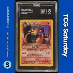 2000 POKEMON TEAM ROCKET FIRST EDITION #21/82 DARK CHARIZARD NON HOLO TAG 8 - Image 1