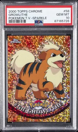 2000 TOPPS CHROME POKEMON T.V. SPARKLE #58 GROWLITHE PSA 10 - Image 1