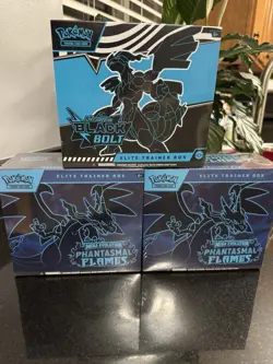 Pokemon TCG ETB Black Bolt Phantasmal Flames Elite Trainer Box X3 - Image 1