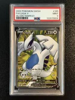 Pokemon Lugia V 185/195 Full Art 2022 SWSH Silver Tempest PSA 9 MINT - Image 1
