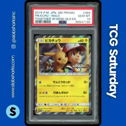 2019 POKEMON JAPANESE PROMO #369/SM-P PIKACHU HOLO TOGETHER WITH WIND PSA 10 - Image 1