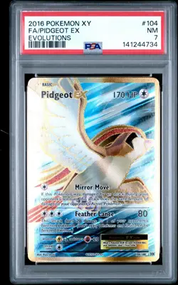 2016 POKEMON XY EVOLUTIONS 104 FULL ART/PIDGEOT EX PSA 7 NM - Image 1