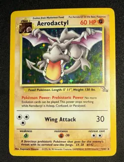Aerodactyl 01/62 Holo Rare Fossil Unlimited Vintage 1999 Pokemon TCG LP/M - Image 1