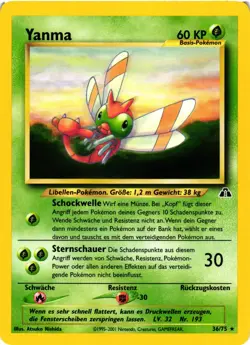 Pokemon Vintage Neo Discovery Yanma 36/75 Non-holo Rare Unlimited VLP - Image 1