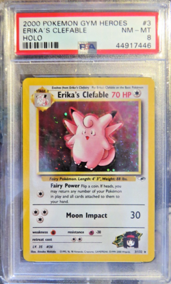 Pokemon Gym Heroes 3 Erika's Clefable PSA 8 NM-Mint - Image 1