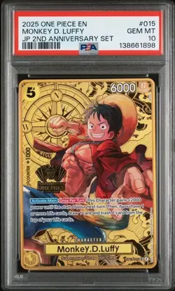 Monkey D. Luffy ST13-015 - One Piece Japanese 2nd Anniversary - PSA 10 - Image 1