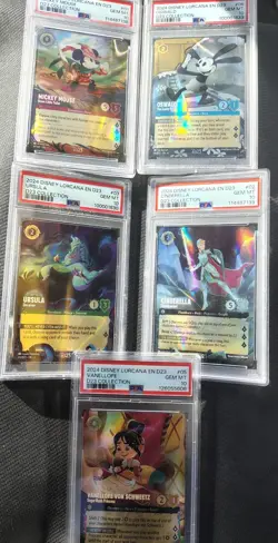 5 PSA 10 LORCANA D23 COLLECTION SET. MISSING BRUNO. PERFECT 10s!!!!!!!!! - Image 1