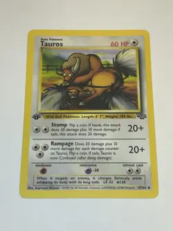 Pokemon Card 1st Edition Jungle Tauros 47/64 - Image 1