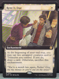 Rent Is Due R 0247 EXTENDED ART Marvel Spider-man Near Mint Card Game NM TCG - Image 1