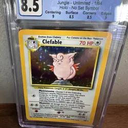 1999 Pokemon Jungle Clefable No Set Symbol Error Holo Rare #1/64 CGC 8.5 - Image 2