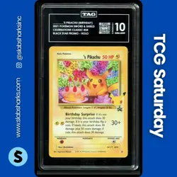 2021 POKEMON SWSH CELEBRATIONS BSP #24 PIKACHU HOLO CLASSIC COLLECTION TAG 10 - Image 1