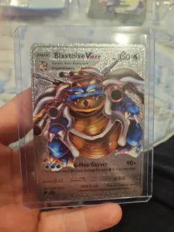 Pokemon Blastoise Vmax Silver Foil Fan Art Vinyl Textured Collector Card HP350 - Image 1