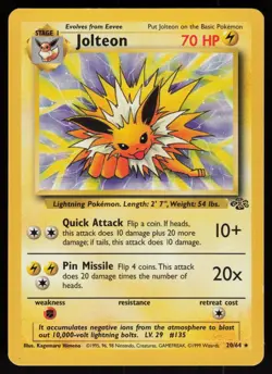 Jolteon 20/64 Rare Jungle Unlimited Pokemon - Image 1