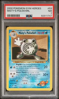 2000 POKEMON GYM HEROES #53 MISTY'S POLIWHIRL PSA 7 - Image 1