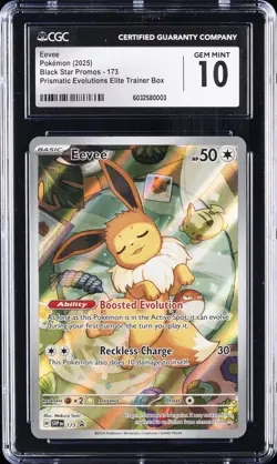 2025 POKEMON SVP EN-SV BLACK STAR PROMO #173 EEVEE CGC 10 GEM MINT - Image 1