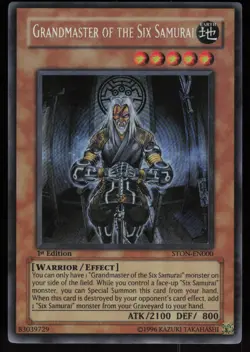 Grandmaster of the Six Samurai STON-EN000 Secret Rare 1st Edition Yu-Gi-Oh - Image 1