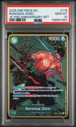 Roronoa Zoro OP06-118 - One Piece Japanese 2nd Anniversary - PSA 10 - Image 1