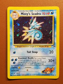 Misty's Seadra PRERELEASE Gym Heroes - Holo Rare 9/132 WOTC Card NM Pokemon TCG - Image 1
