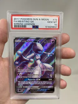 2017 Pokemon Sun & Moon Shining Legends Full Art Mewtwo GX #72 PSA 10 GEM MINT - Image 1