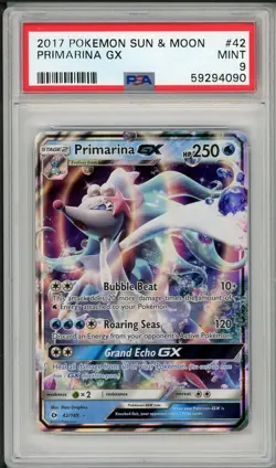 2017 Pokemon Sun & Moon Primarina GX #42 PSA 9 - Image 1