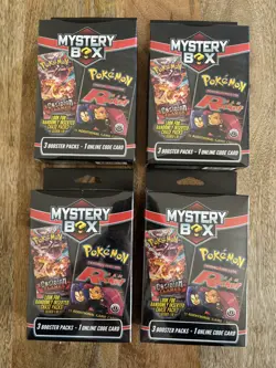 4 Pokemon Mystery Box Lot Team Rocket Booster 3 Packs Seeded Chase Rare - Image 1