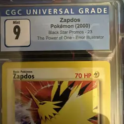 2000 Pokemon WOTC Black Star Promo #23 Zapdos Error CGC 9 - Image 3