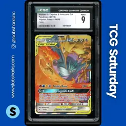 2019 POKEMON SM HIDDEN FATES #44/68 MOLTRES ZAPDOS ARTICUNO GX TAG TEAM CGC 9 - Image 1