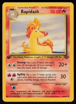 Rapidash 44/64 Uncommon Jungle 1st Edition Pokemon - Image 1