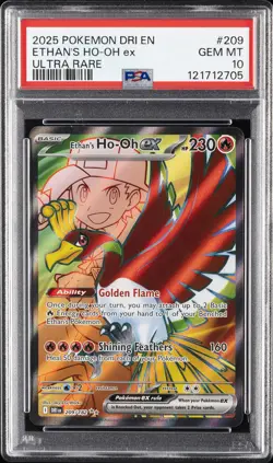 2025 POKEMON DRI EN-DESTINED RIVALS ULTRA RARE #209 ETHAN'S HO-OH EX PSA 10 - Image 1